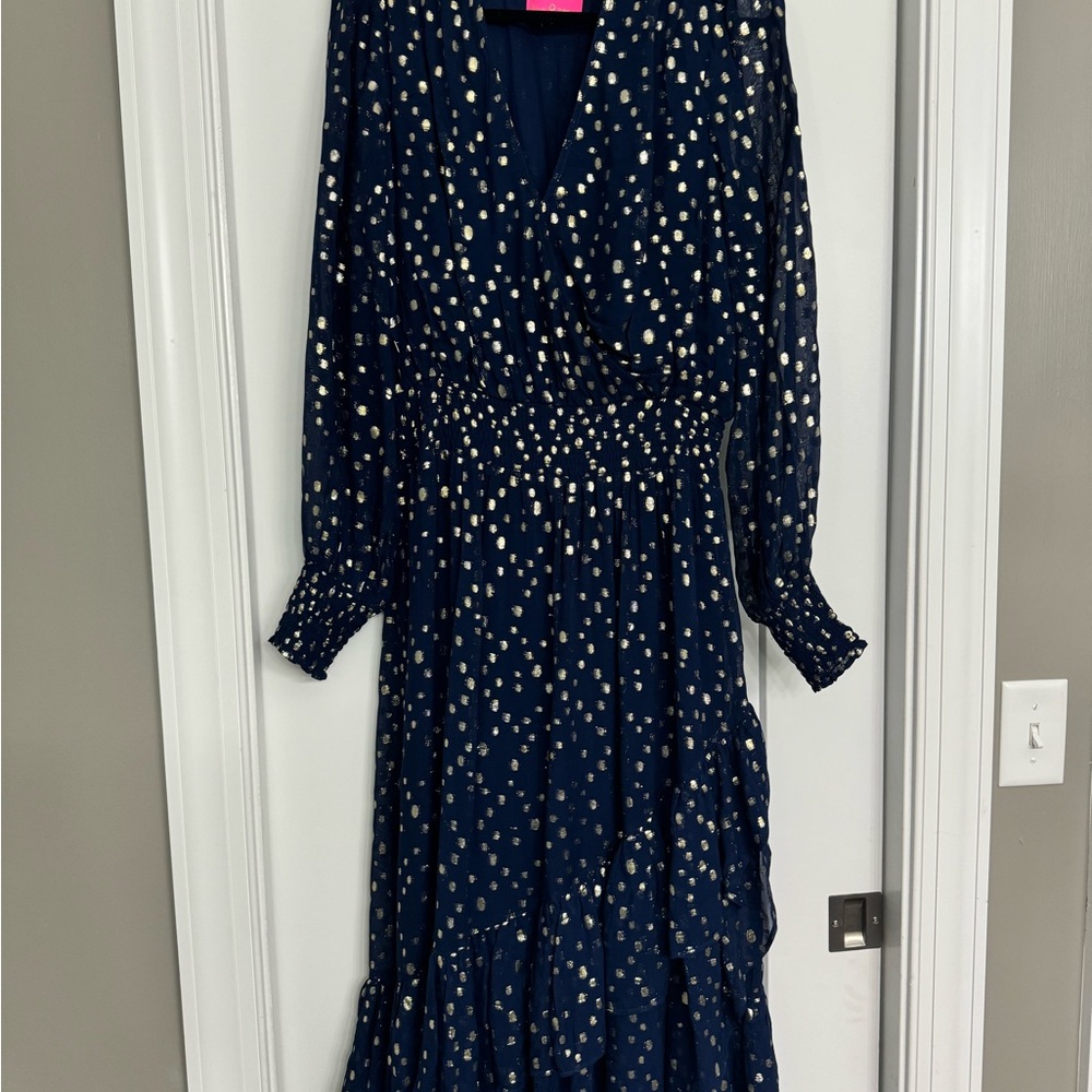 Lily Pulitzer navy and gold dress
